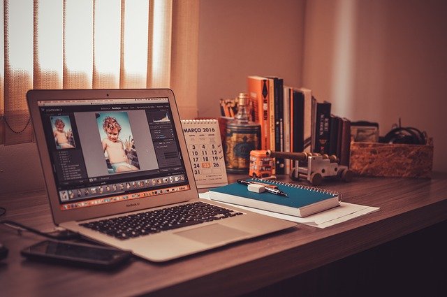 laptop on home office desk